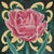 This oil on panel artwork features a vibrant peony, its soft pink petals contrasting beautifully against a deep green...