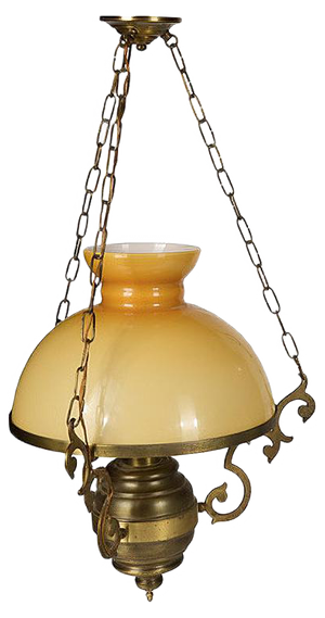Chandelier with Yellow Opaline Hood, 1980s