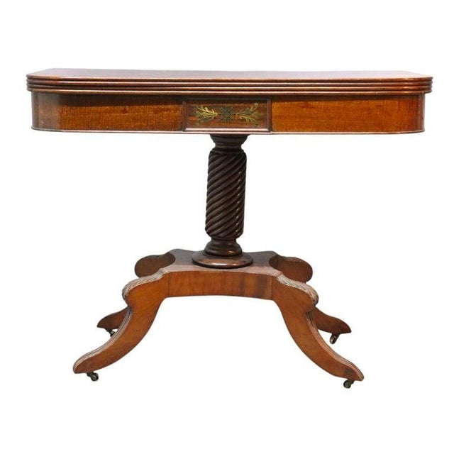 Traditional Federal Sheraton Flame Mahogany Card Table 19thC For Sale - Image 3 of 16