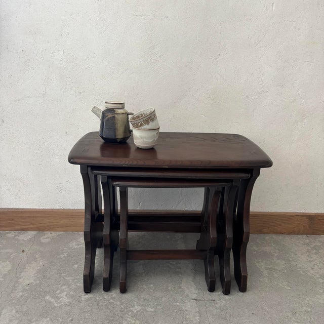Nesting Tables in Elm from Ercol, Set of 3 For Sale - Image 6 of 7