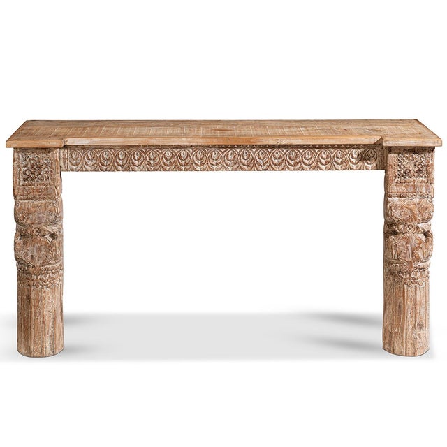 Wood Vintage Indian Carved Wooden Console, 1940s For Sale - Image 7 of 7