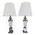 Vintage Crystal and Brass Table Lamps With Marble Bases and Pleated Shades - a Pair For Sale
