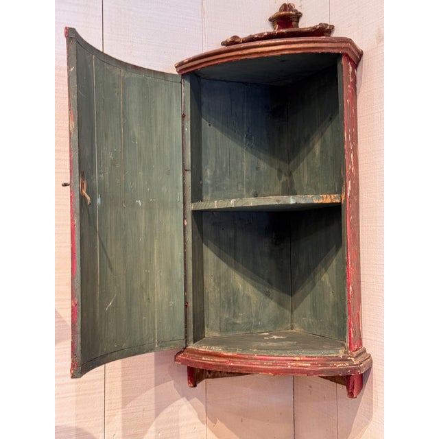 Red Chinoiserie Hanging Corner Cupboard For Sale - Image 6 of 9