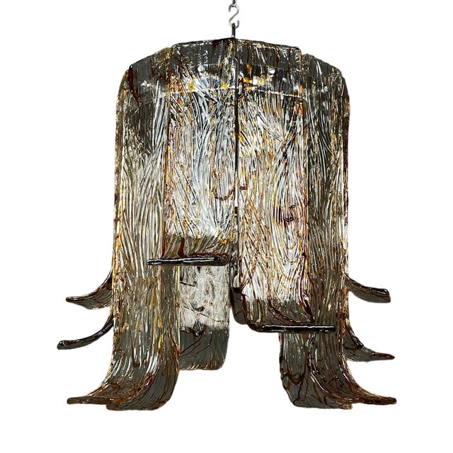 Vintage Large Murano Chandelier from Av Mazzega, Italy, 1970s For Sale