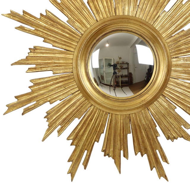 Deknudt Sunburst Sun Mirror in Gilded Wood, 1960s For Sale - Image 15 of 18
