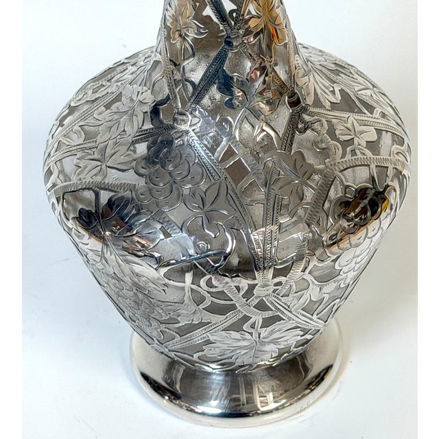 Early 20th Century Large Art Nouveau Silver Overlay Grapevine Decanter , Alvin Silver Co. For Sale - Image 14 of 14