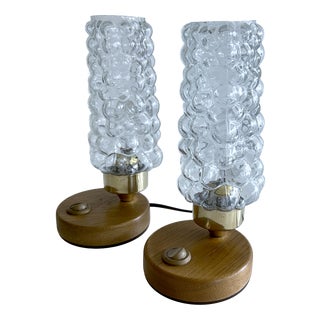 Vintage Bubble Glass Table Lamps, 1970s, Set of 2 For Sale