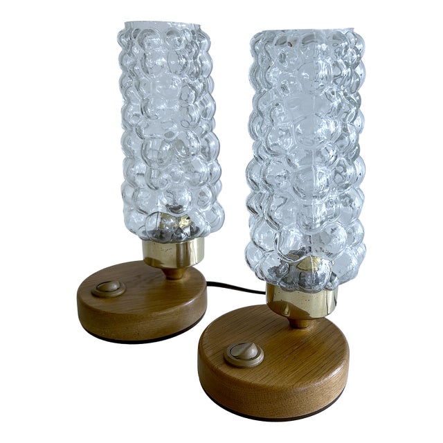 Vintage Bubble Glass Table Lamps, 1970s, Set of 2 For Sale