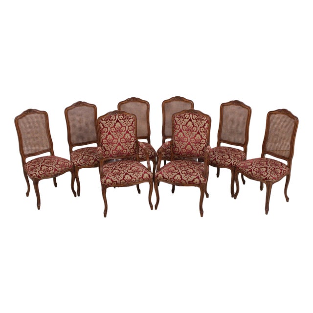 Set of 10 Auffray & Co French Style Cane Back Dining Chairs For Sale