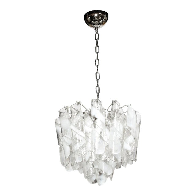 Mid-Century Modernist Hand-Blown Murano Glass Torciglioni Chandelier by Mazzega For Sale