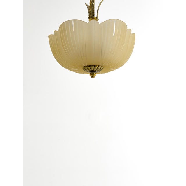 Yellow Swedish Brass Ceiling Lamp, 1940s For Sale - Image 8 of 13