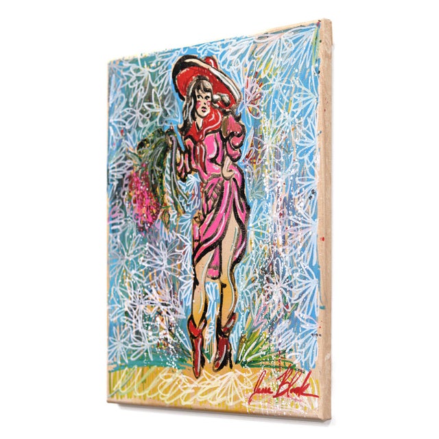 Contemporary Buy Her Flowers - Original Contemporary Cowgirl Painting on Canvas by Jesse Black For Sale - Image 3 of 9