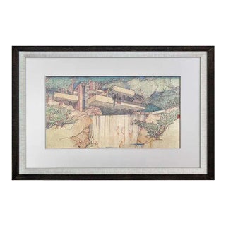 Frank Lloyd Wright Lithograph "Falling Water" Limited Edition W/Frame Included For Sale