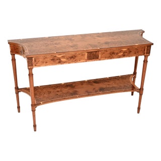 Large Antique Inlaid Yew Wood Console Table, 1930 For Sale