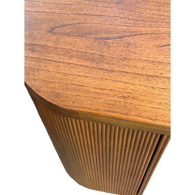 Wonderful Reid Oval Warm Oak Wood Storage Desk Designed by Mermelada Estudio For Sale - Image 13 of 13