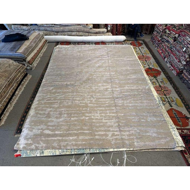 Modern Abstract Nepalese Handspun Wool Rug, 10x14 For Sale In Los Angeles - Image 6 of 6