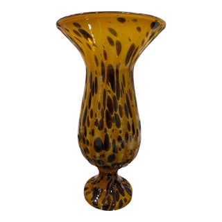 Murano Italy Hand Blown Art Glass Leopard Print Massive Vase 20.5in For Sale