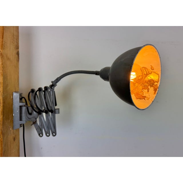 Grey Industrial Scissor Wall Lamp from Elektroinstala, 1960s For Sale - Image 17 of 18