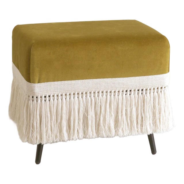 Citrine Stool With Fringe For Sale