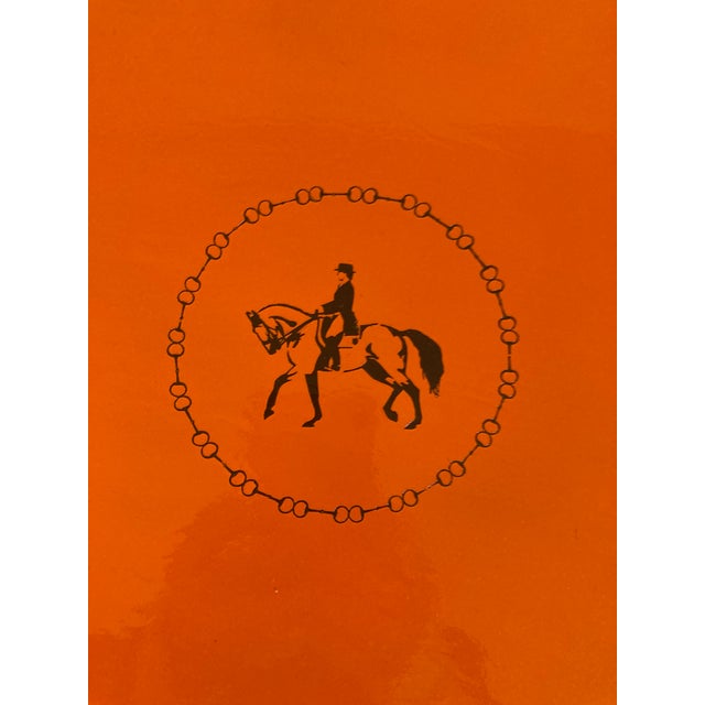 Orange Vintage Equestrian Hermes Orange Inspired Change Tray For Sale - Image 8 of 10