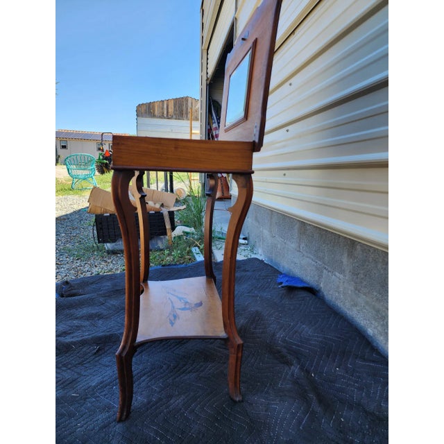 Vintage Marquetry Inlaid Vanity /and Mirror For Sale In Phoenix - Image 6 of 9