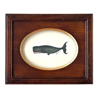 Original Hand-Painted Whale Painting, Framed For Sale