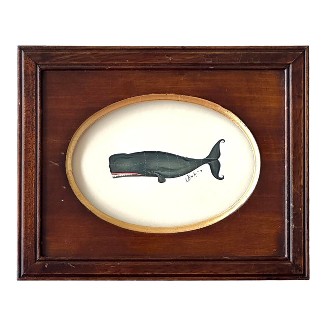 Original Hand-Painted Whale Painting, Framed For Sale