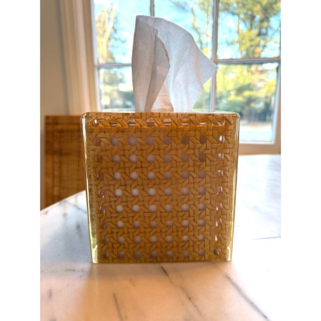 Vintage Lucite and Cannage Bathroom Set For Sale - Image 12 of 12