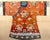 A woman's court coat made from fine orange color silk with wide sleeves from Chinese Qing Dynasty (mid 19th century),...