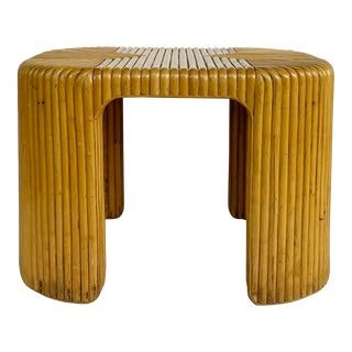 1960s Coastal Chic Vintage Bent Rattan Waterfall Side Table For Sale
