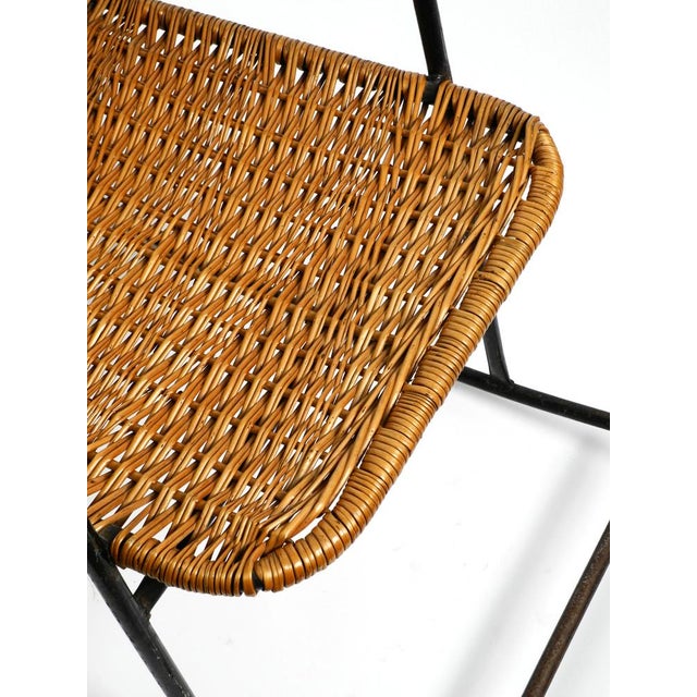 Mid-Century Modern Rocking Chair in Black Painted Metal and Rattan, 1950s For Sale - Image 16 of 18