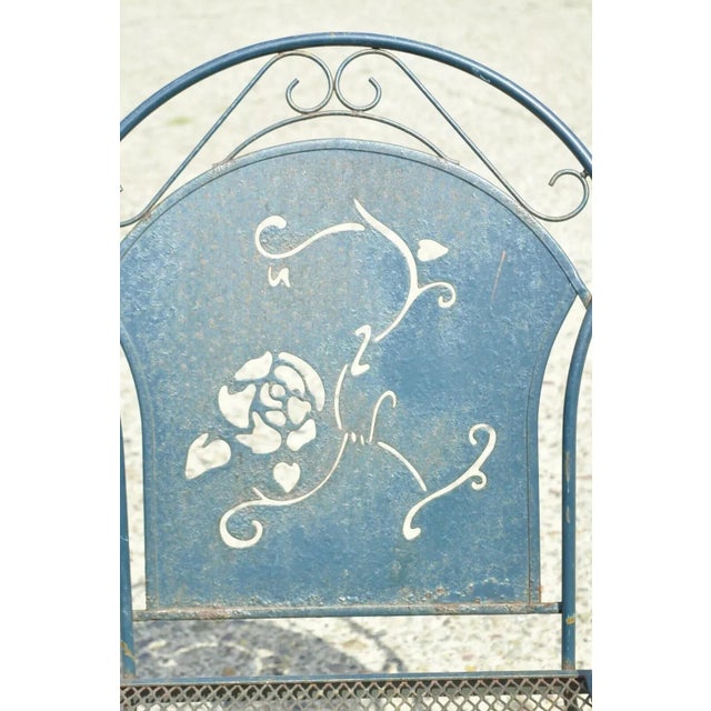 Mid 20th Century Wrought Iron Pierced Rose Garden Patio Dining Chair For Sale - Image 4 of 12