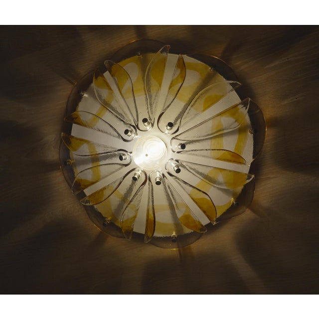 Mid-Century Modern Murano Amber Glass Ceiling Lamp with Petal Flush Mount, 1970s For Sale - Image 10 of 11
