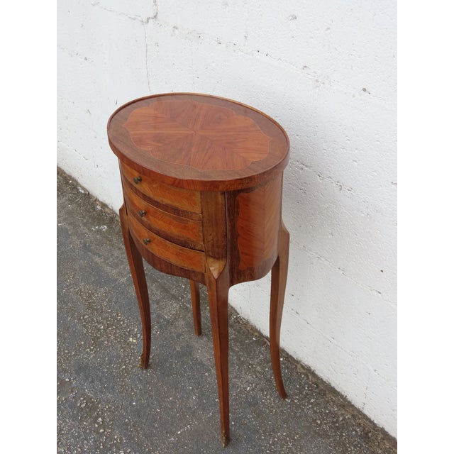 French Early 1900s Inlay Tall Nightstand End Side Table 6316 For Sale - Image 15 of 16