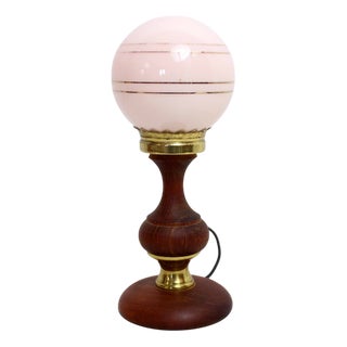 Mood Light in Teak and Pink Clichy Glass, 1960s For Sale