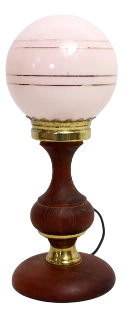 Mood Light in Teak and Pink Clichy Glass, 1960s