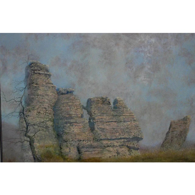 American 1980s "Ancient Rock Formations" Landscape Painting by Charles Brindley For Sale - Image 3 of 3