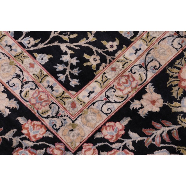 Shabby Chic Shabby Chic Floral 1990's Pak-Persian Black/Rust Wool Rug - 12'1'' X 15'2'' For Sale - Image 3 of 9