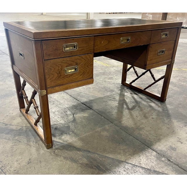 Late 20th Century SlighLowry Campaign Style Leather Top Desk Chairish