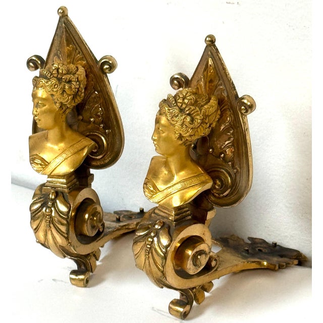 Pair Napoleon III Fire-Gilt Ormolu Curtain Tiebacks with Classical Female Busts For Sale - Image 14 of 18