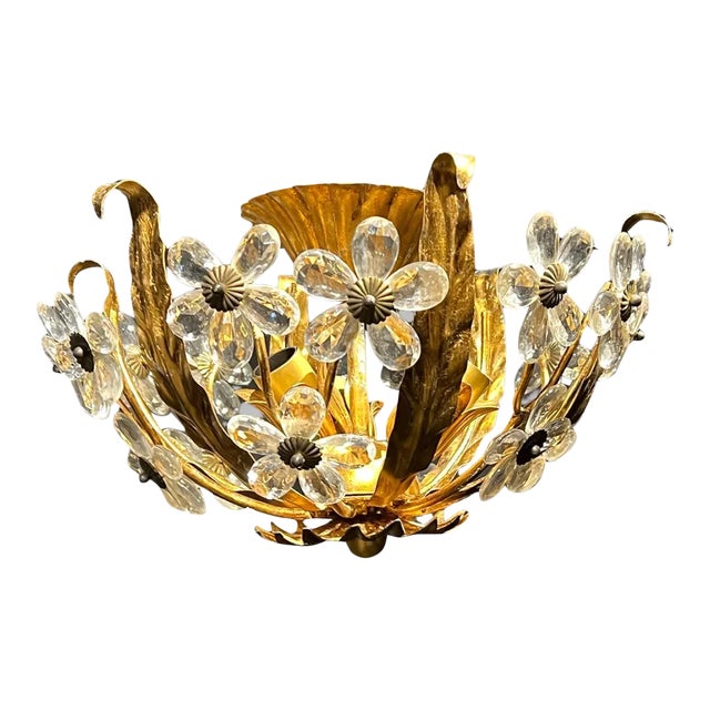 1930s Bagues Gilt Metal Light Fixture For Sale