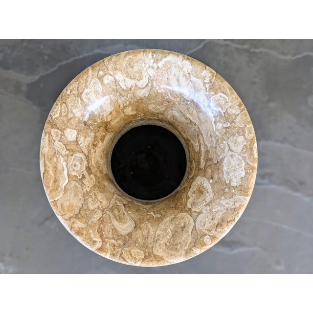 1970s Vintage Marble Coral Stone Vase For Sale - Image 5 of 5