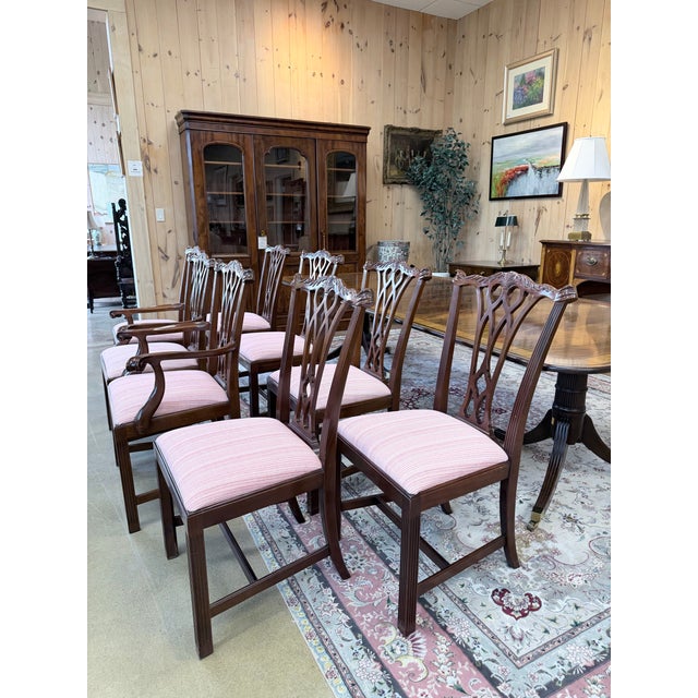Chippendale Late 20th Century Council Mahogany Chippendale Dining Chairs Set of Eight For Sale - Image 3 of 12