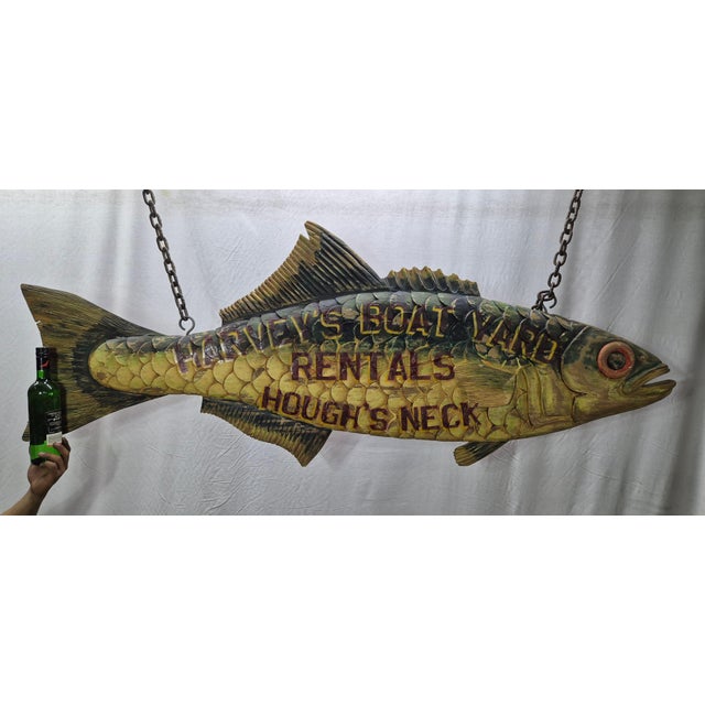 Harvey's Boat Yard Carved Trade Sign For Sale In Boston - Image 6 of 12