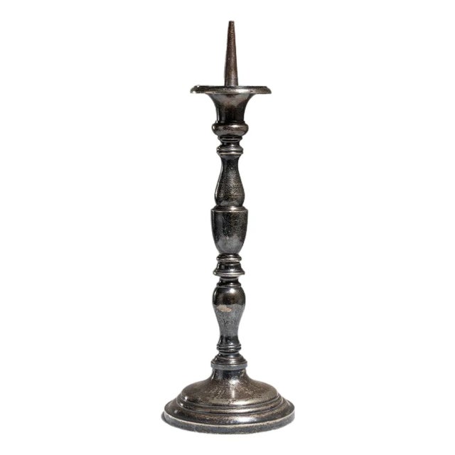 Early 20th Century France Gray Silver Candlestick For Sale