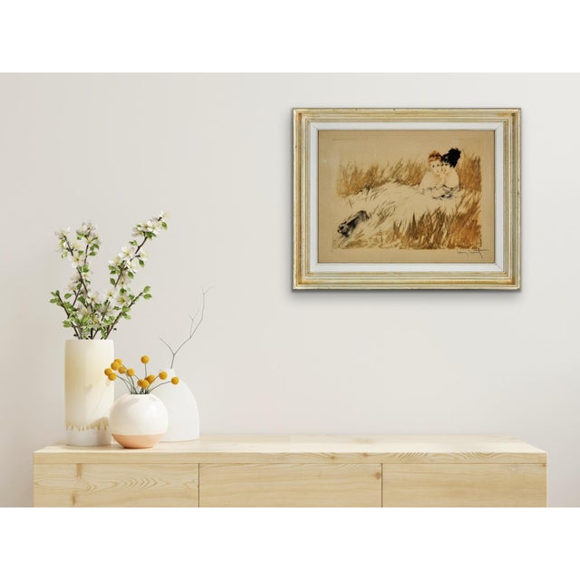 Louis Icart, Scared, Hand Coloured Etching, 1920s, Framed For Sale - Image 14 of 18