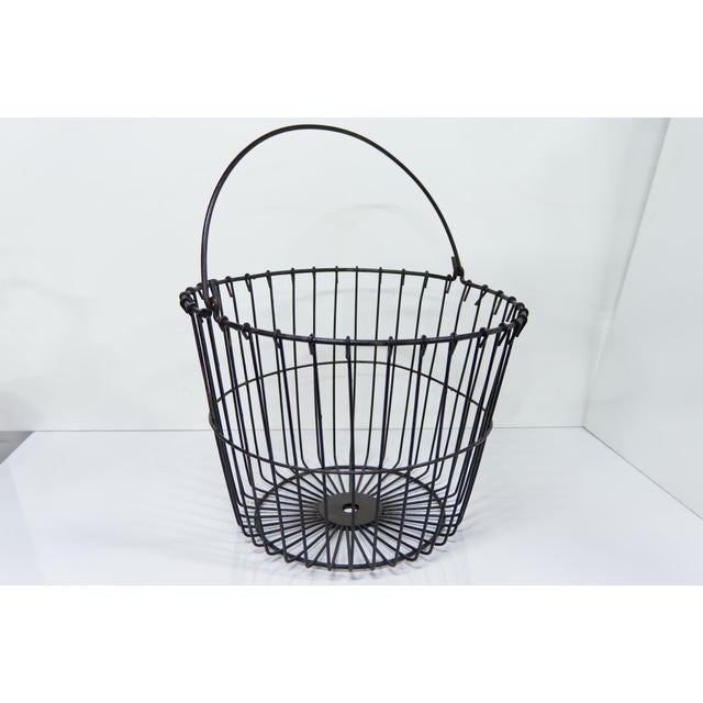 French Country Antique Metal Wire Egg Basket For Sale - Image 3 of 8