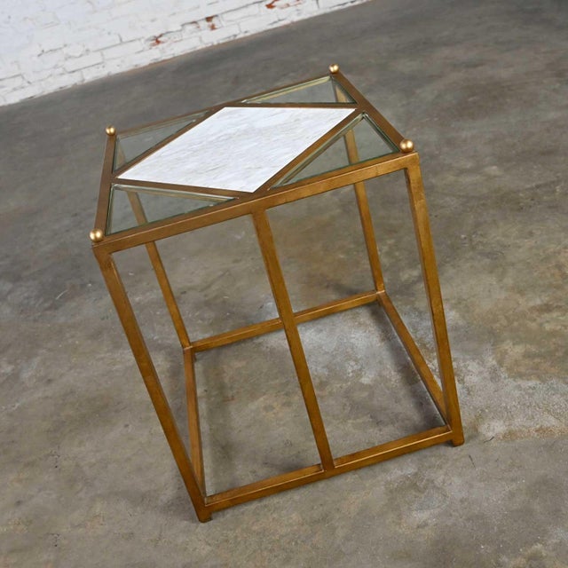 Chelsea House Jamie Merida Collection Iron Antique Gold Leaf Harlequin Side Table For Sale - Image 6 of 18