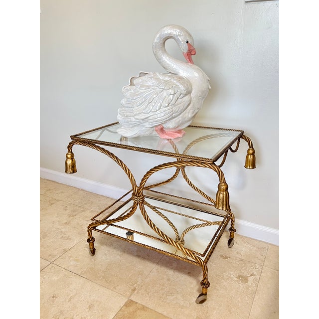 A large vintage ceramic swan jardinière planter or cachepot. Beautifully detailed and hand painted with a pearlescent...