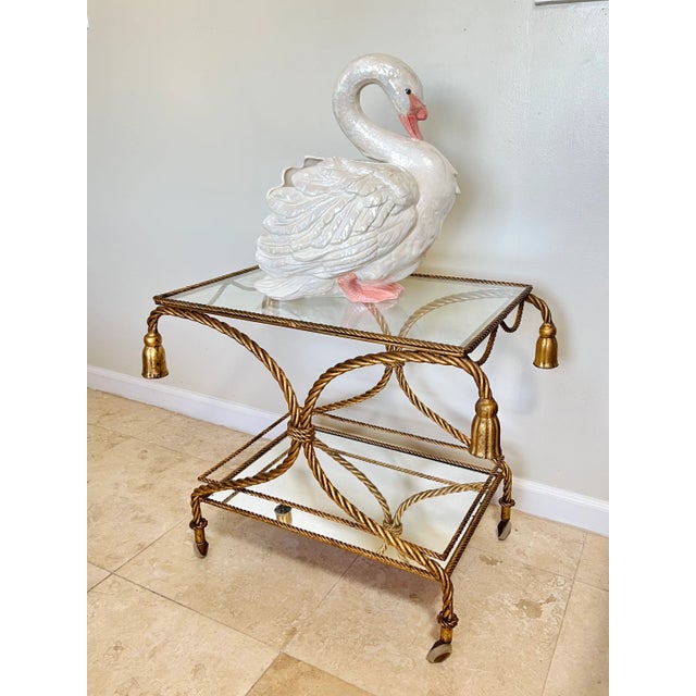 A large vintage ceramic swan jardinière planter or cachepot. Beautifully detailed and hand painted with a pearlescent...